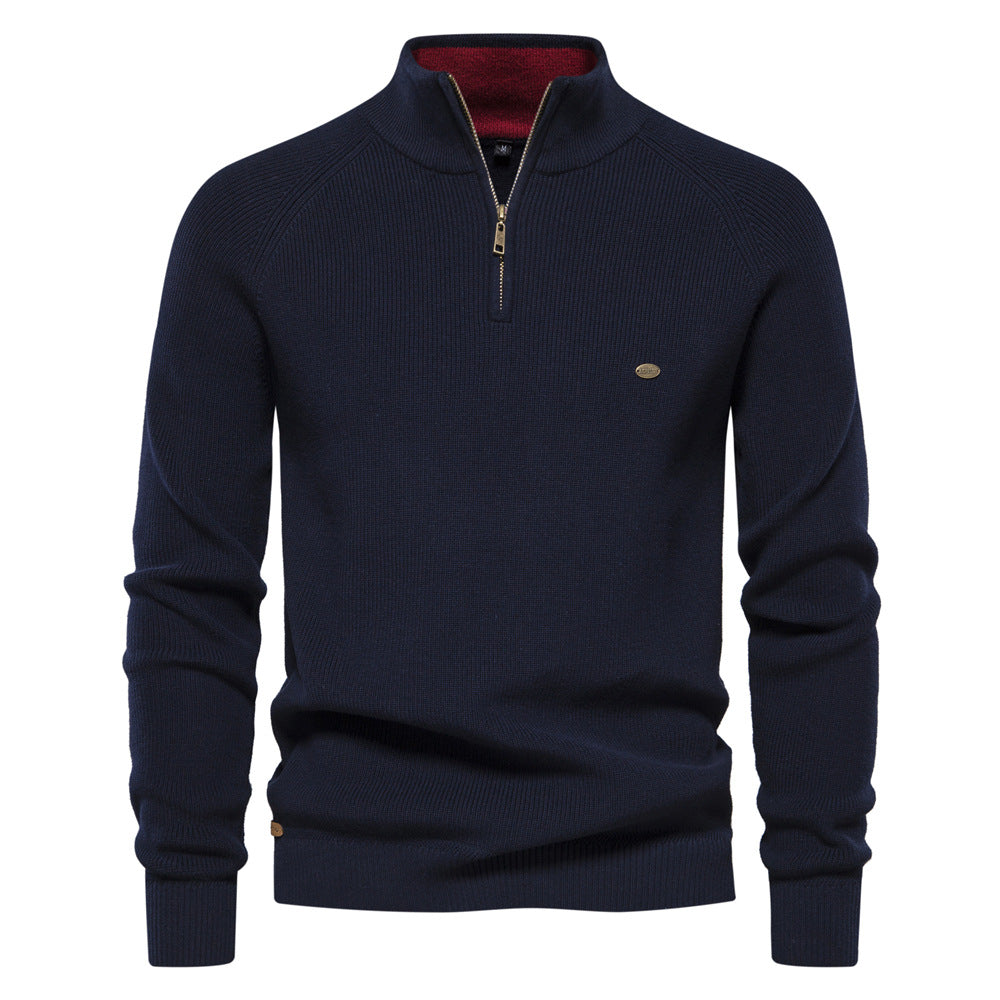 Men's Quarter-Zip High Neck Jumper
