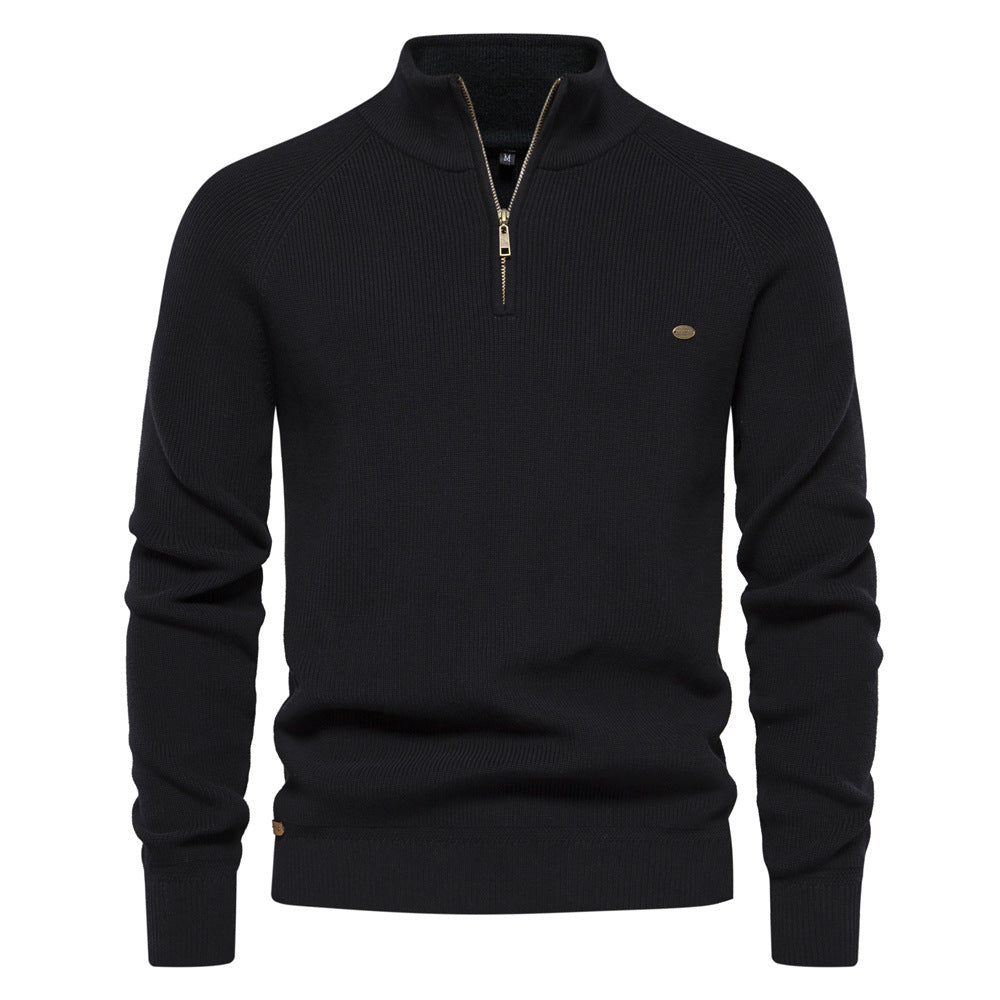 Men's Quarter-Zip High Neck Jumper