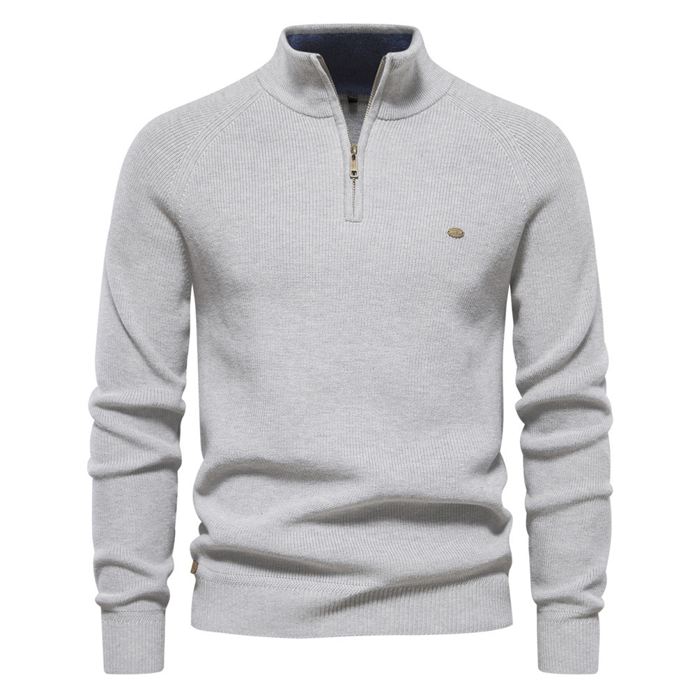 Men's Quarter-Zip High Neck Jumper