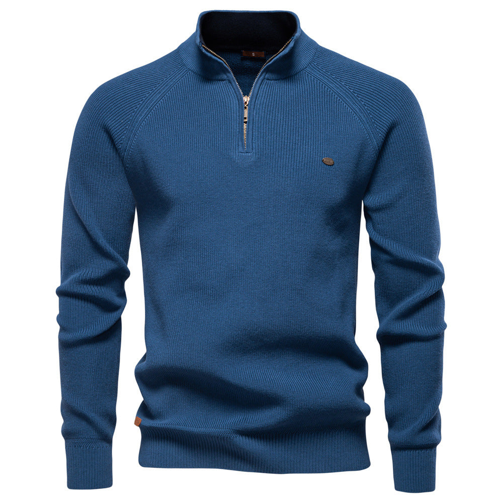 Men's Quarter-Zip High Neck Jumper