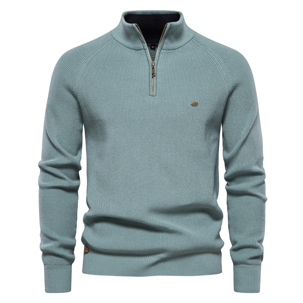 Men's Quarter-Zip High Neck Jumper