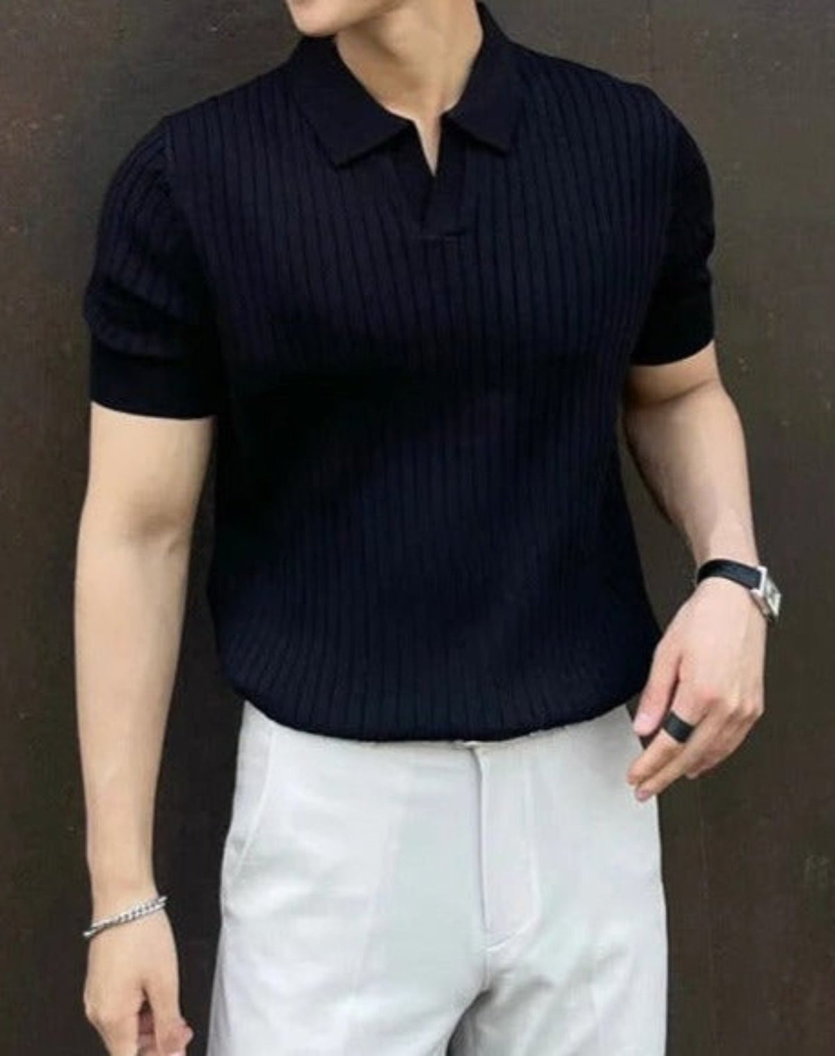 Men's Ribbed Polo Shirt