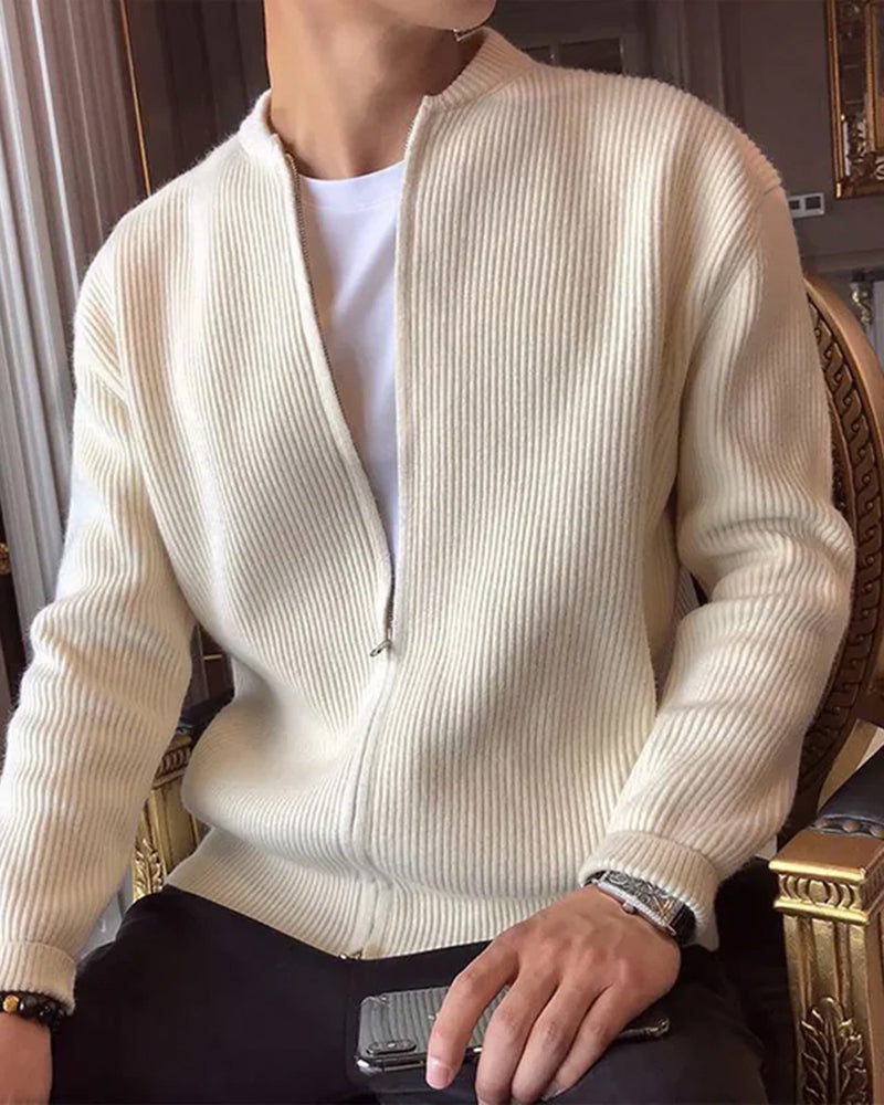 Men's Ribbed Zip-Up Cardigan