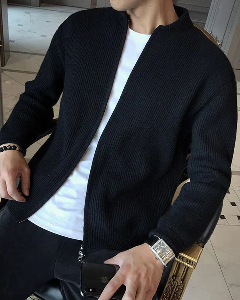 Men's Ribbed Zip-Up Cardigan