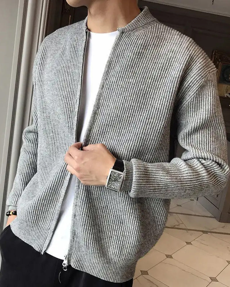 Men's Ribbed Zip-Up Cardigan