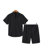 Men's Short Sleeve Shirt and Drawstring Shorts Set