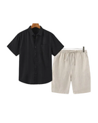 Men's Short Sleeve Shirt and Drawstring Shorts Set