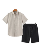 Men's Short Sleeve Shirt and Drawstring Shorts Set