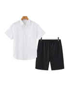 Men's Short Sleeve Shirt and Drawstring Shorts Set