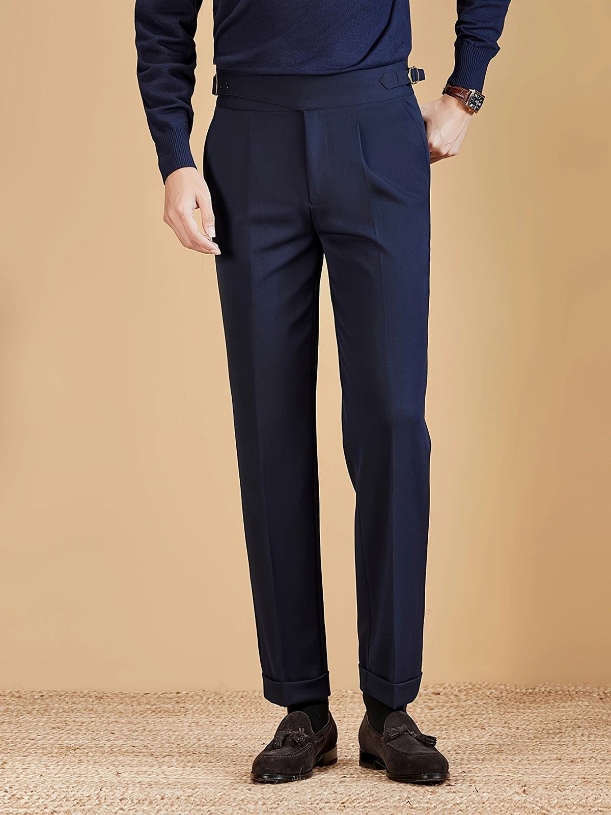 Men's Side Adjuster Pleated Trousers