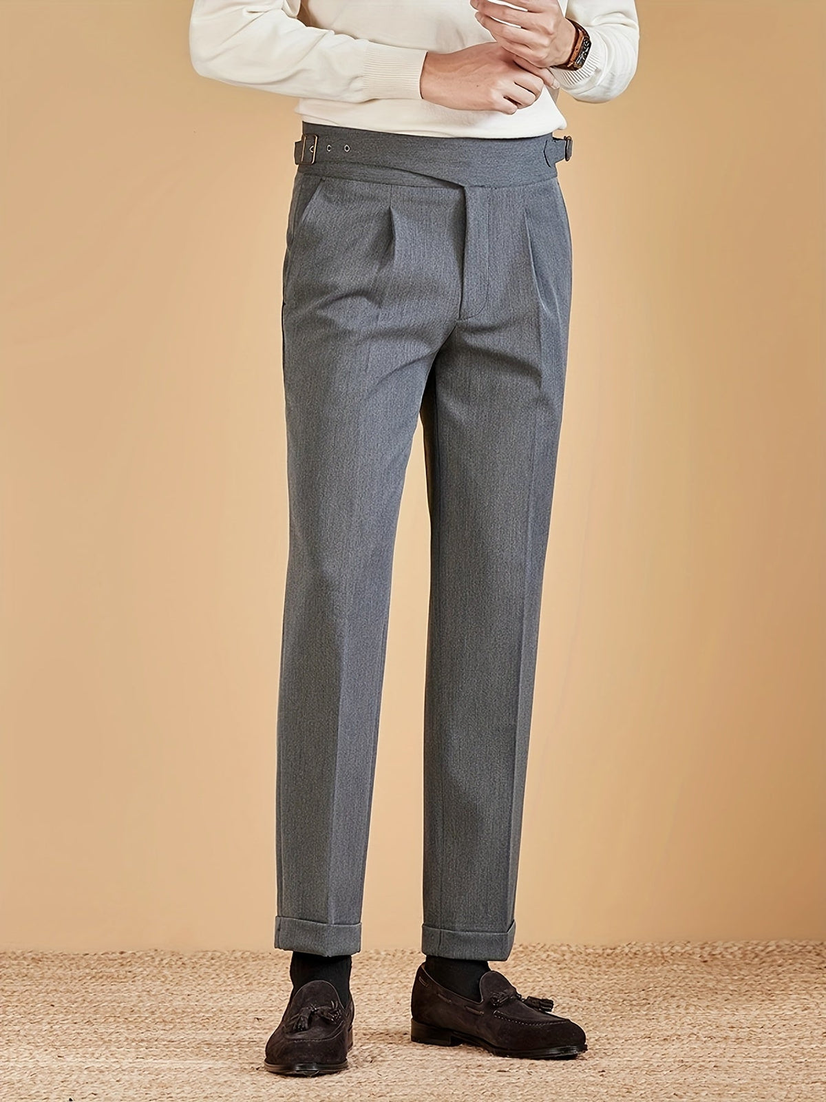 Men's Side Adjuster Pleated Trousers