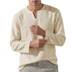 Men's Split Neck Long Sleeve Shirt