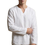 Men's Split Neck Long Sleeve Shirt