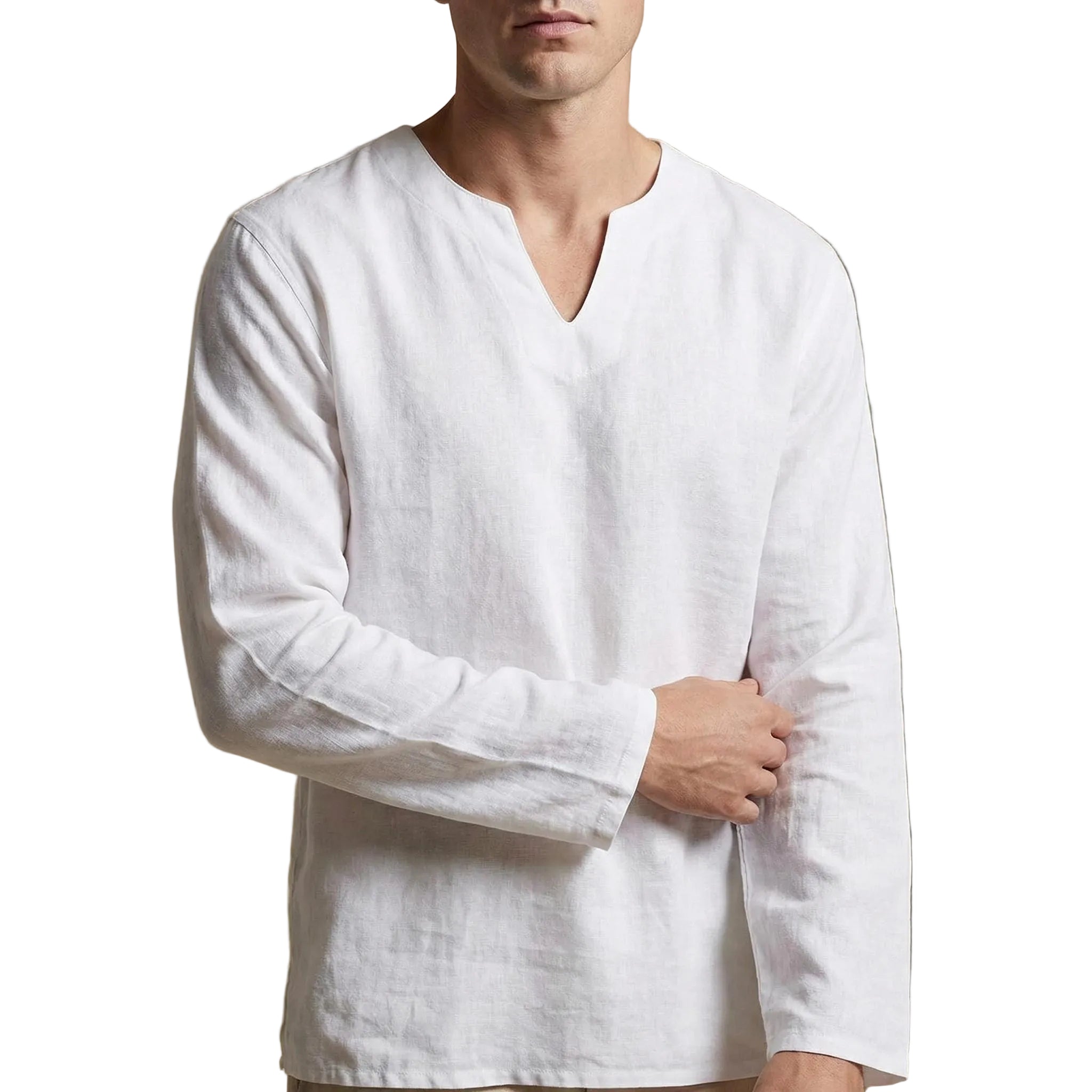 Men's Split Neck Long Sleeve Shirt