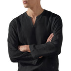 Men's Split Neck Long Sleeve Shirt
