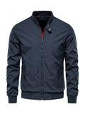 Men's Stand Collar Zip-Up Jacket