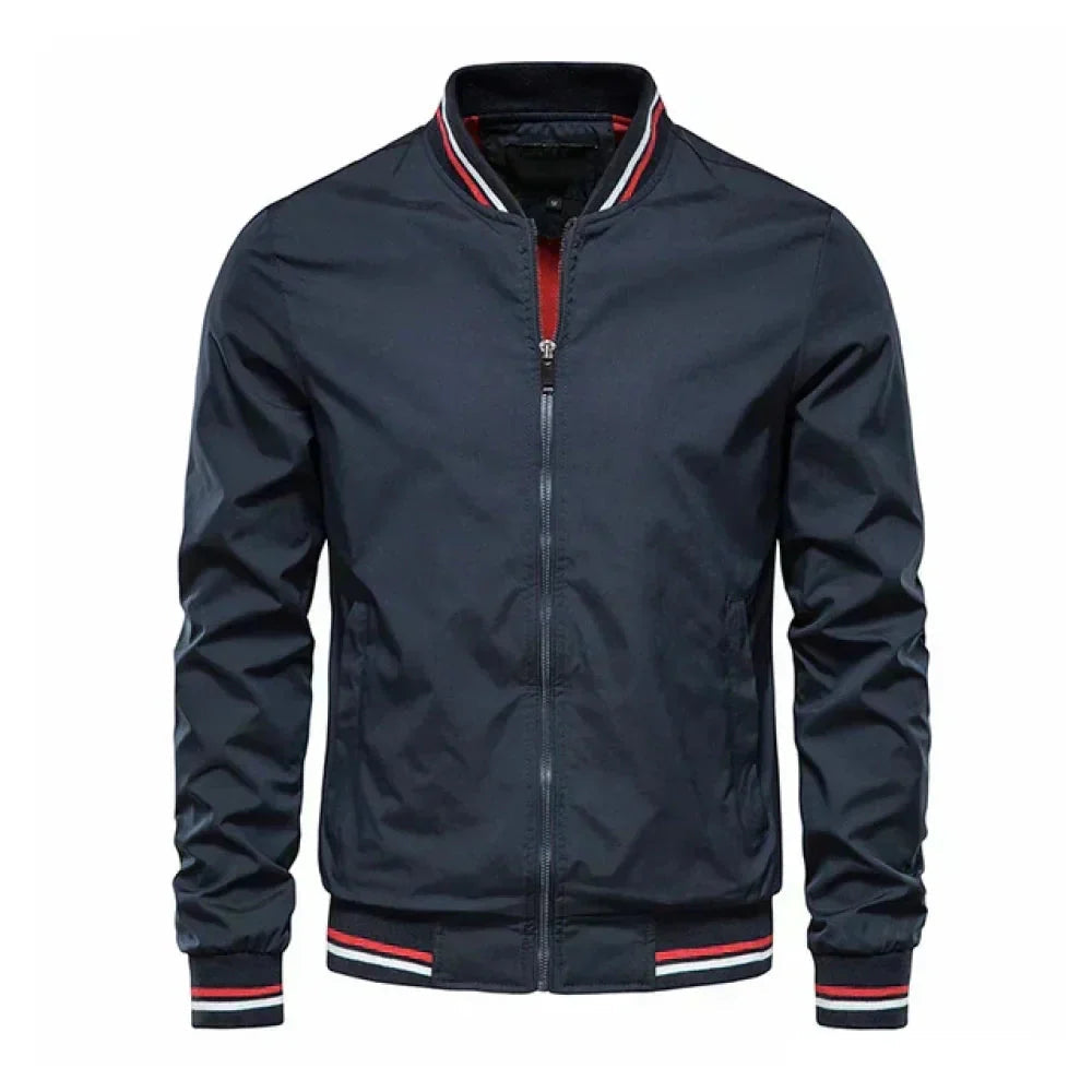 Men's Striped Collar Zip-Up Jacket