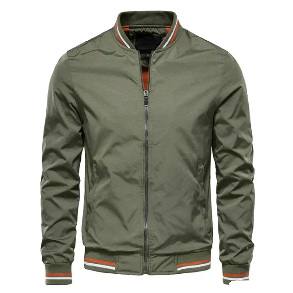 Men's Striped Collar Zip-Up Jacket