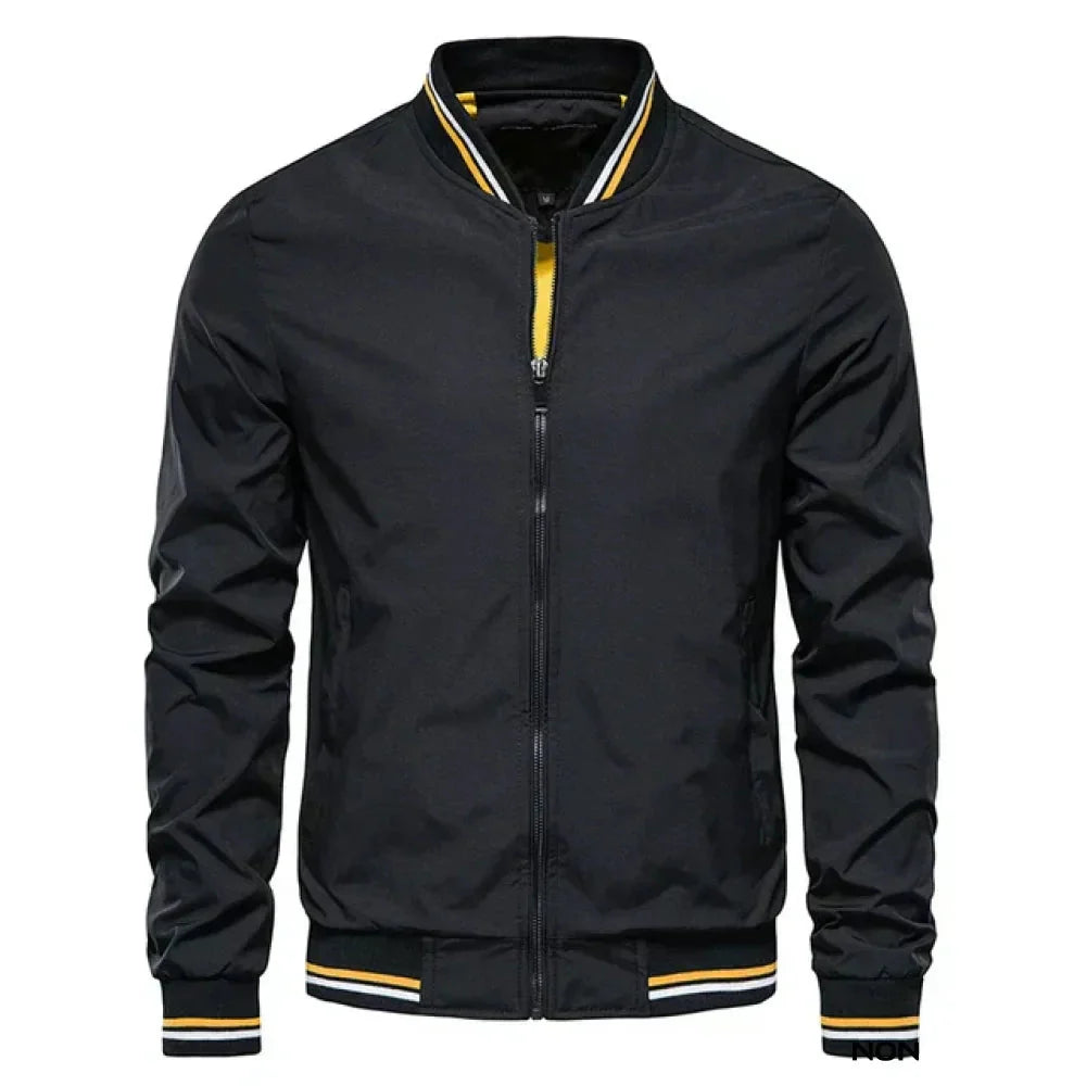 Men's Striped Collar Zip-Up Jacket