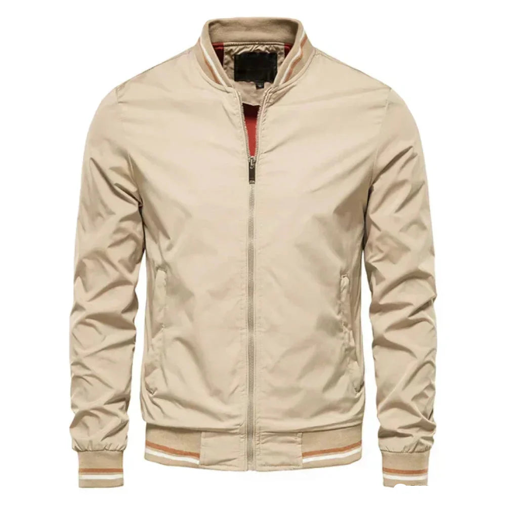 Men's Striped Collar Zip-Up Jacket