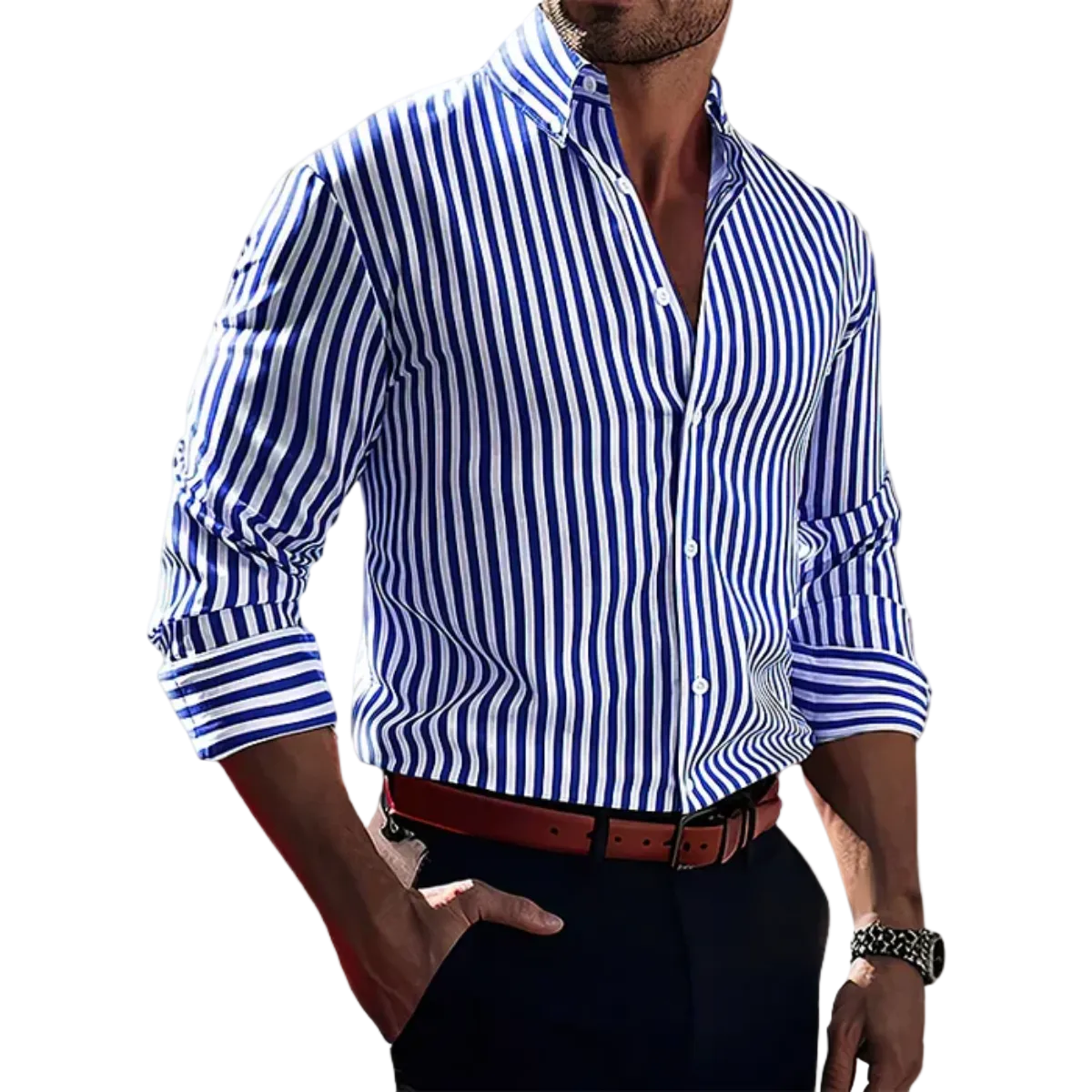 Men's Striped Long Sleeve Shirt