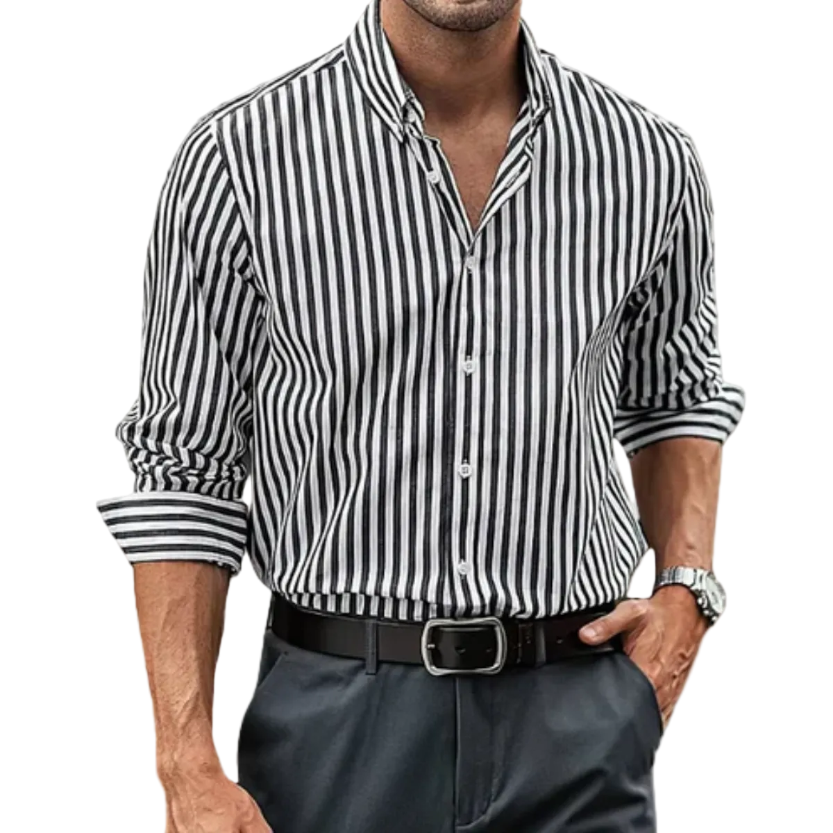 Men's Striped Long Sleeve Shirt