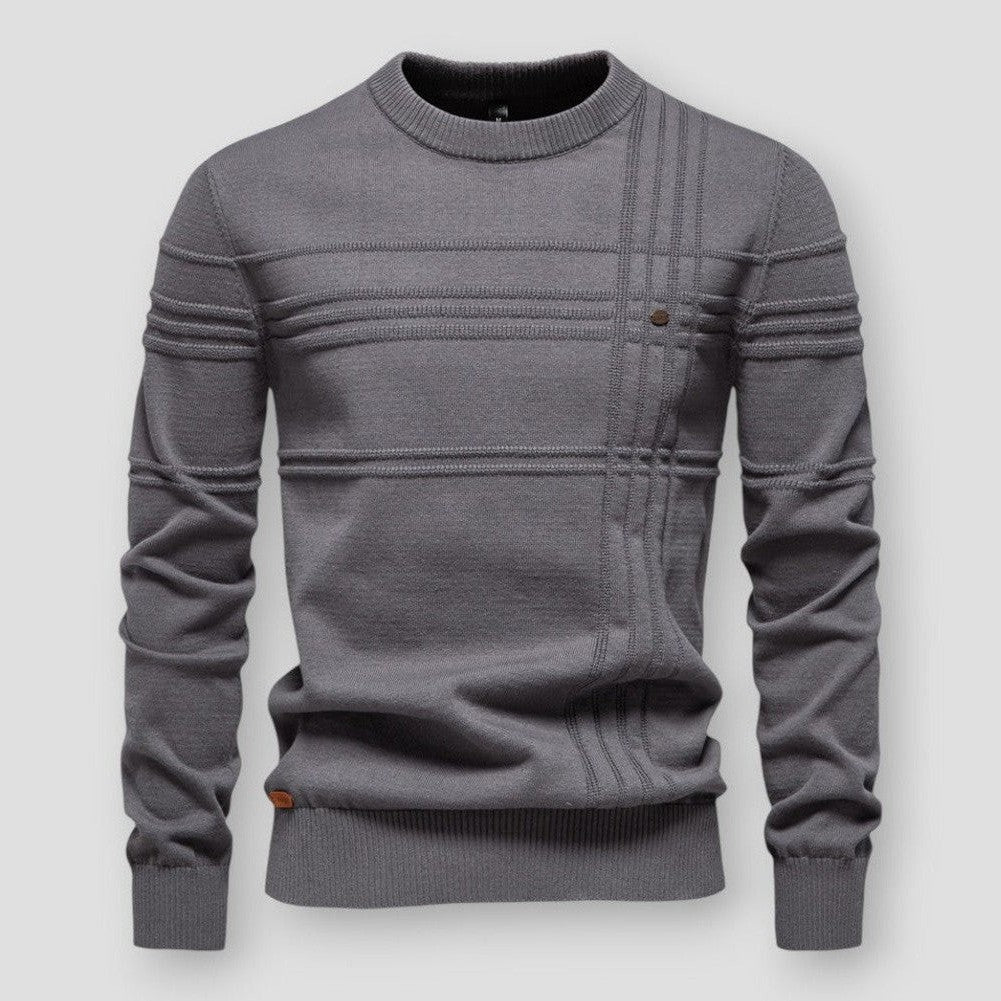Men's Textured Crew Neck Jumper