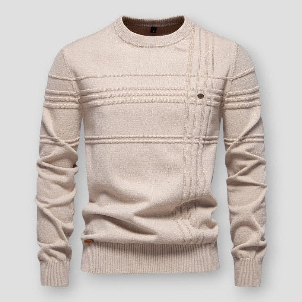 Men's Textured Crew Neck Jumper