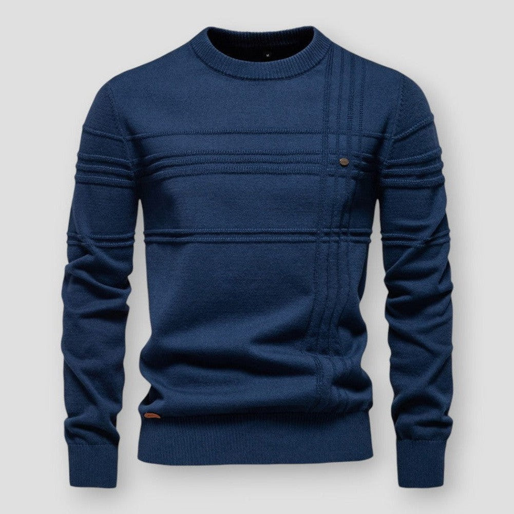Men's Textured Crew Neck Jumper