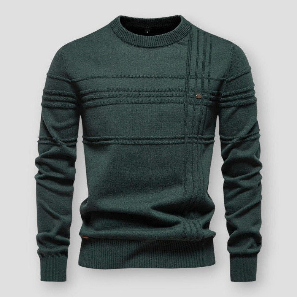 Men's Textured Crew Neck Jumper