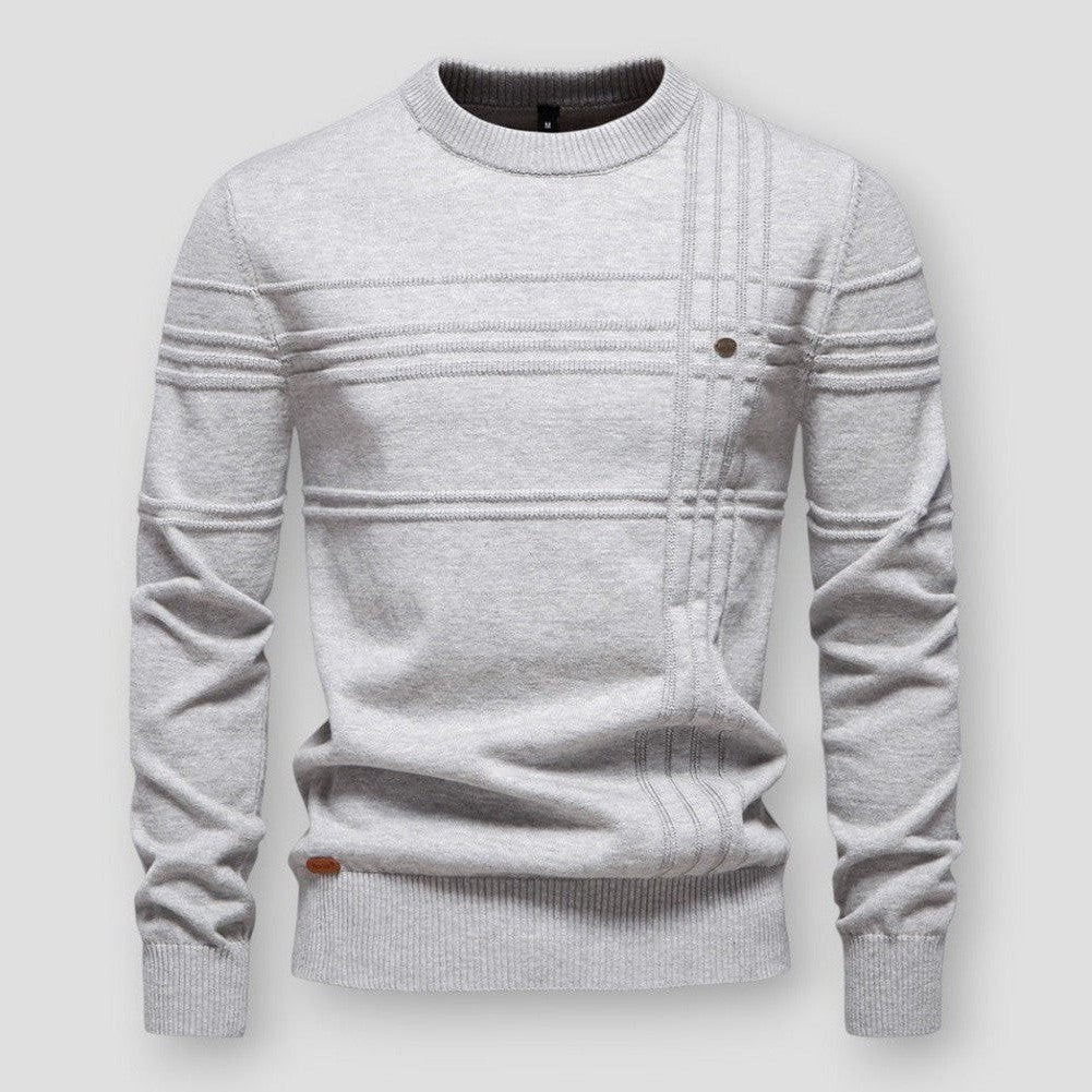 Men's Textured Crew Neck Jumper