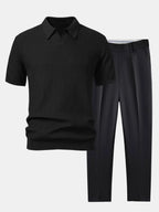 Men's Textured Polo and Trouser Set