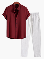 Men's Textured Shirt and Trousers Set