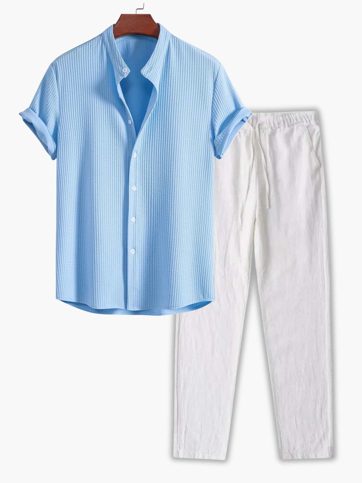 Men's Textured Shirt and Trousers Set