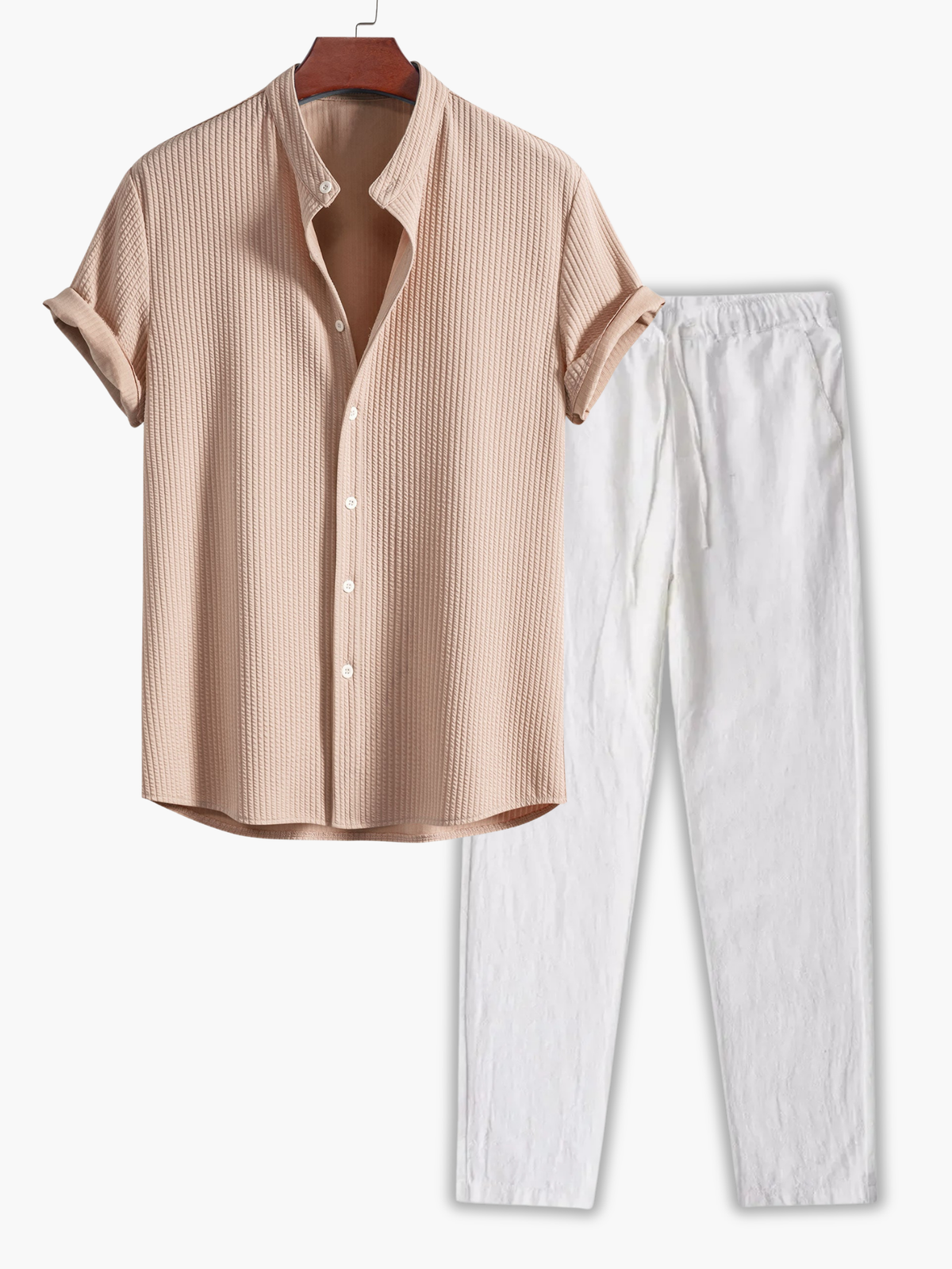 Men's Textured Shirt and Trousers Set