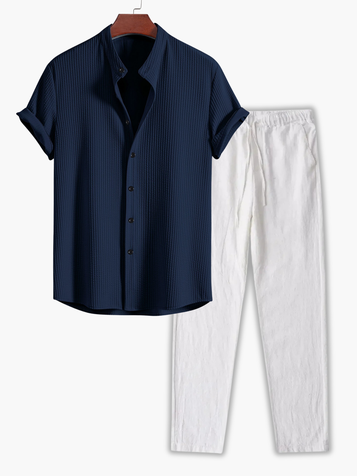 Men's Textured Shirt and Trousers Set