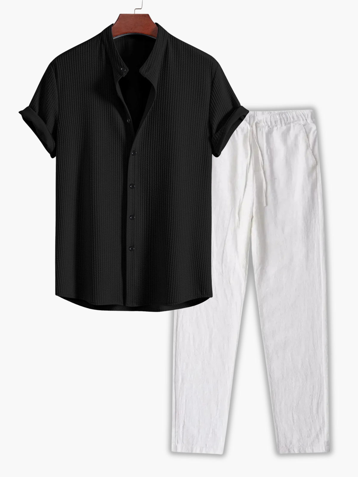 Men's Textured Shirt and Trousers Set
