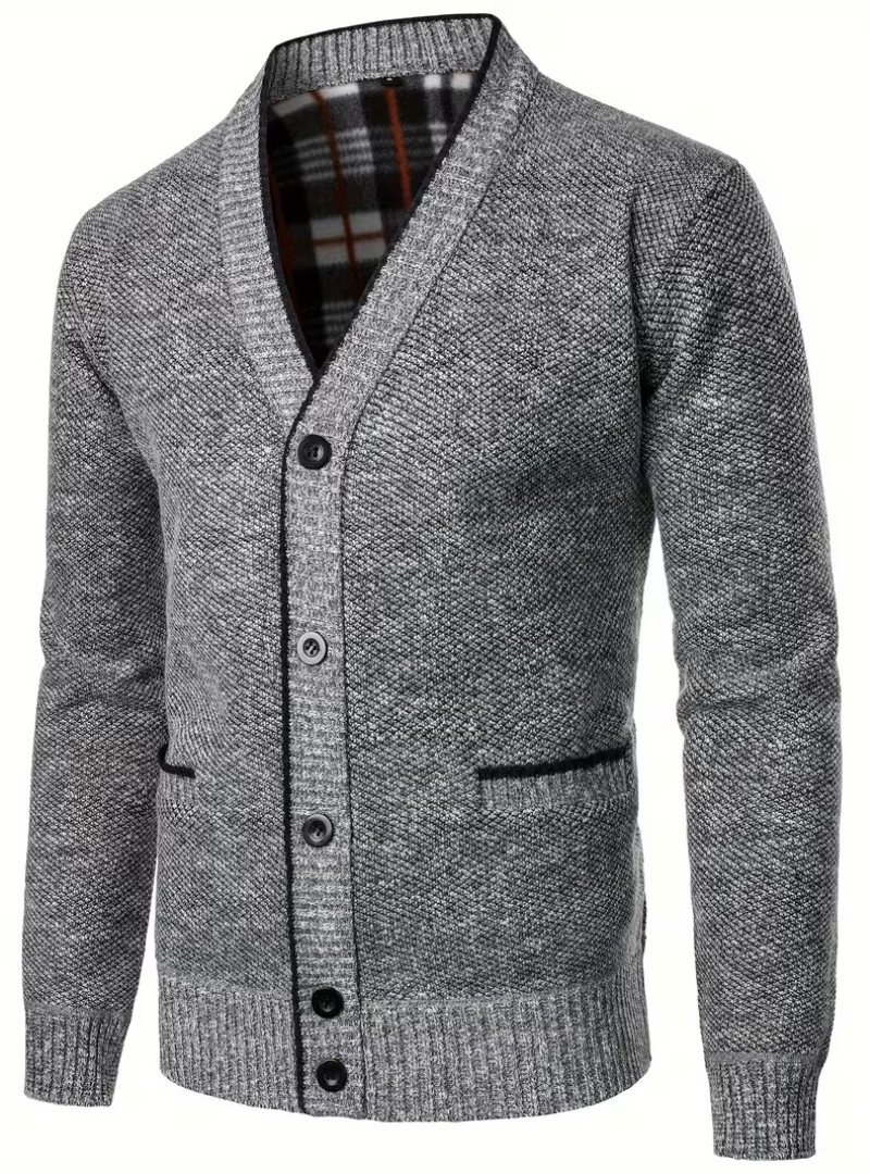 Men's Textured V-Neck Cardigan