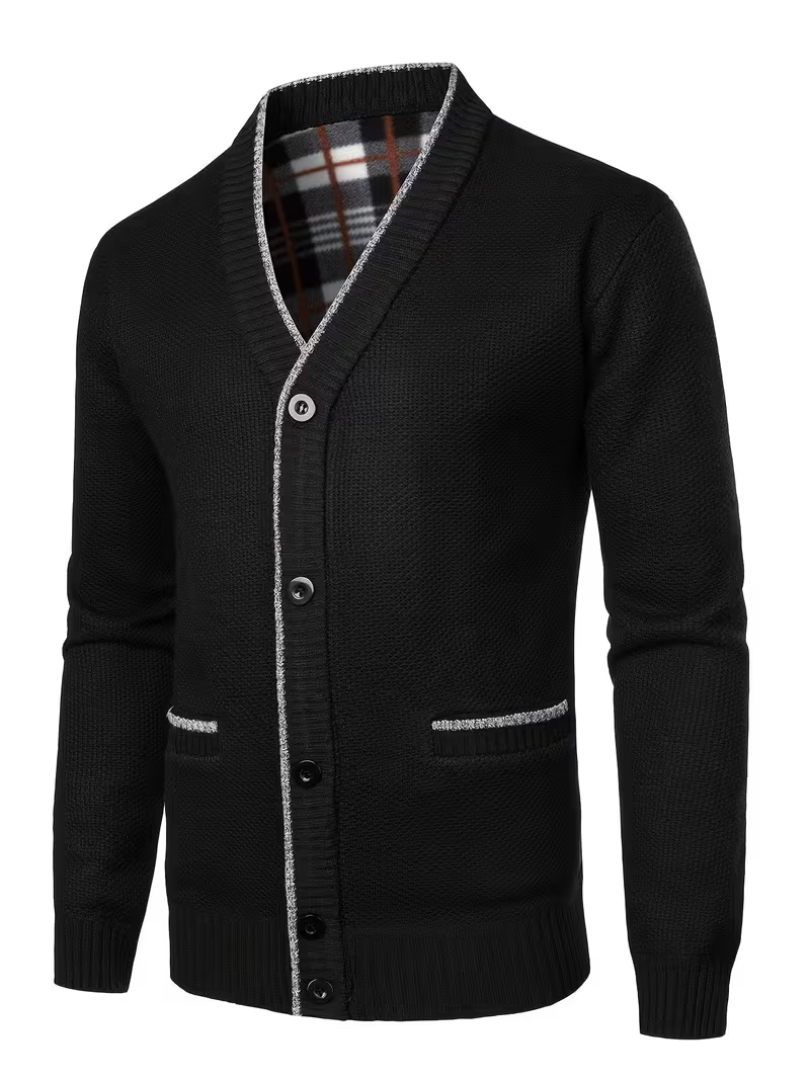 Men's Textured V-Neck Cardigan