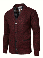 Men's Textured V-Neck Cardigan