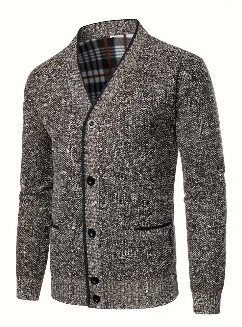Men's Textured V-Neck Cardigan