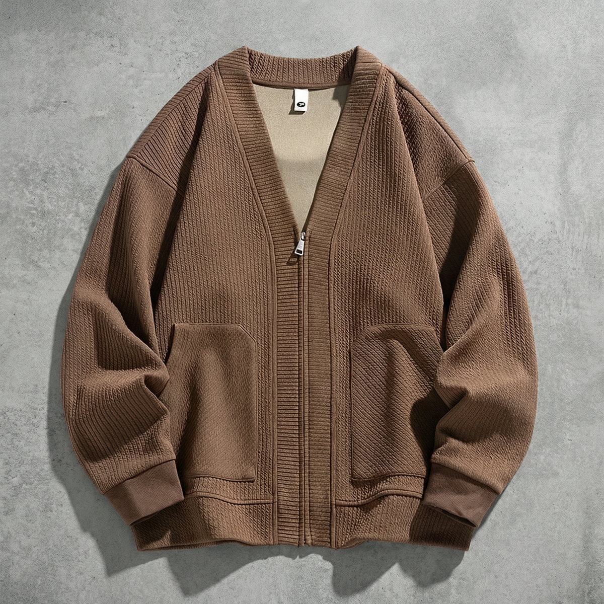 Men's V-Neck Zip-Up Jacket