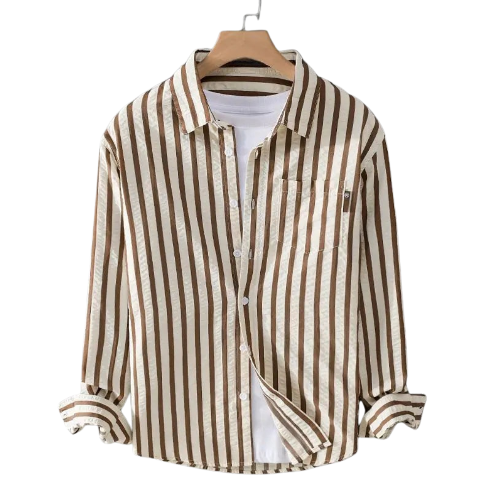 Men's Vertical Stripe Button Shirt