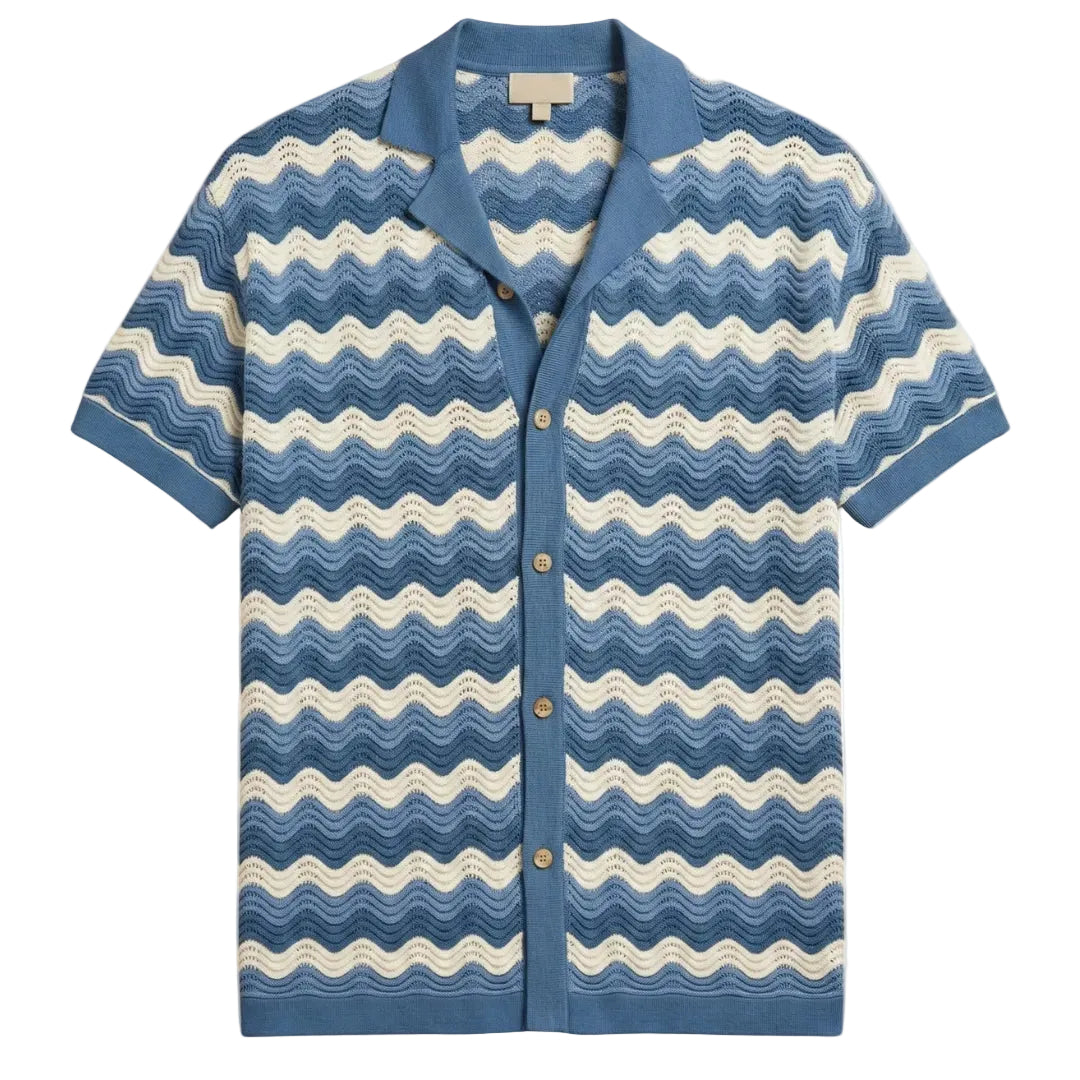 Men's Wavy Stripe Button Shirt