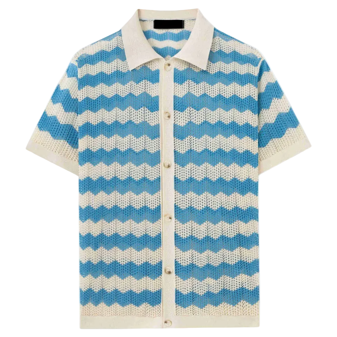 Men's Wavy Stripe Short Sleeve Shirt