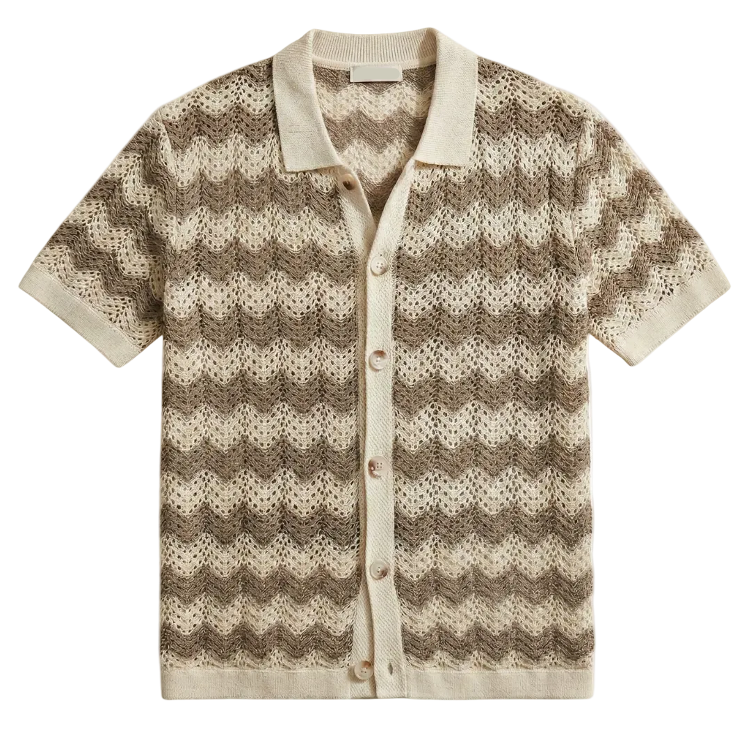 Men's Wavy Stripe Short Sleeve Shirt