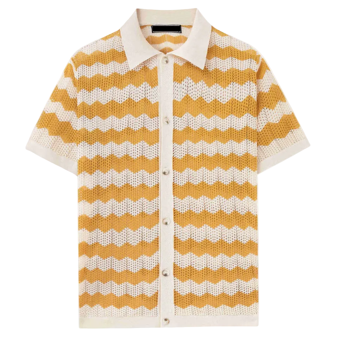 Men's Wavy Stripe Short Sleeve Shirt