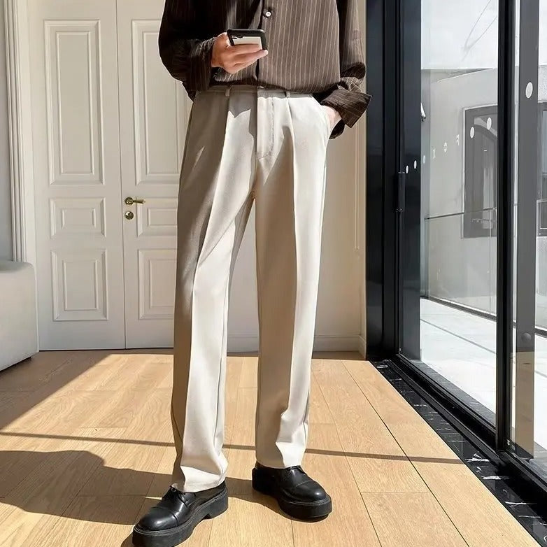 Men's Wide Leg Pleated Trousers