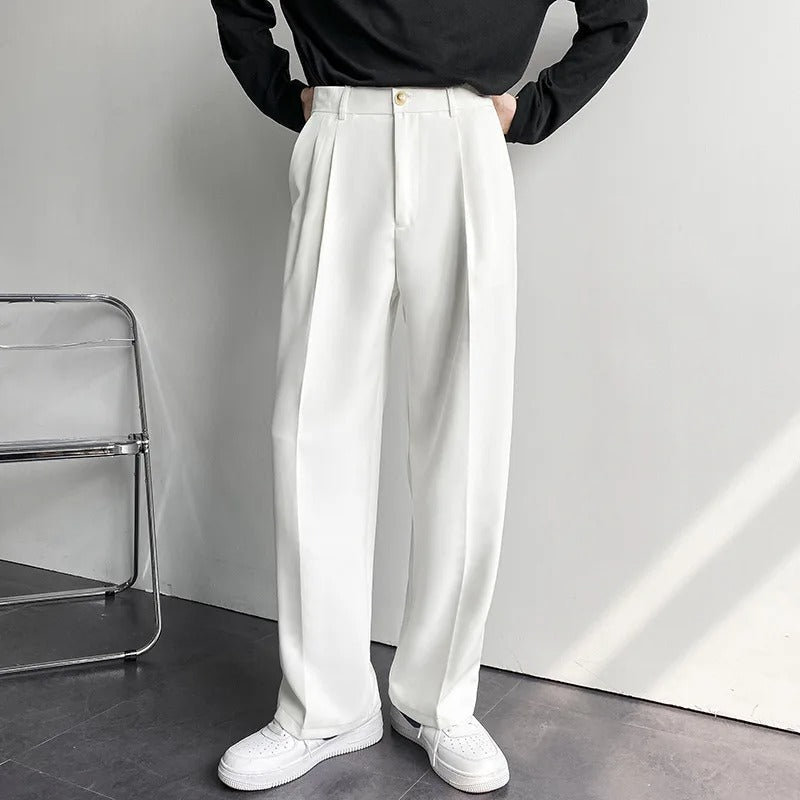 Men's Wide Leg Pleated Trousers