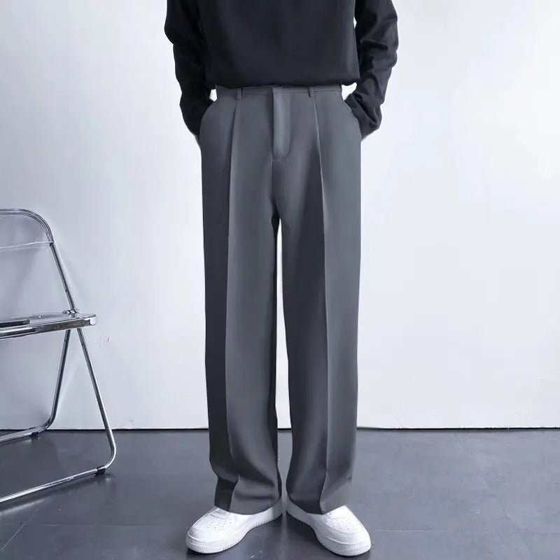 Men's Wide Leg Pleated Trousers